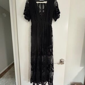 Honey Punch Black Lace Maxi Dress